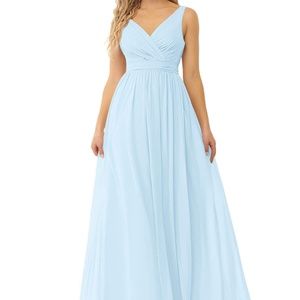 Azazie Light Blue Sleeveless Gown